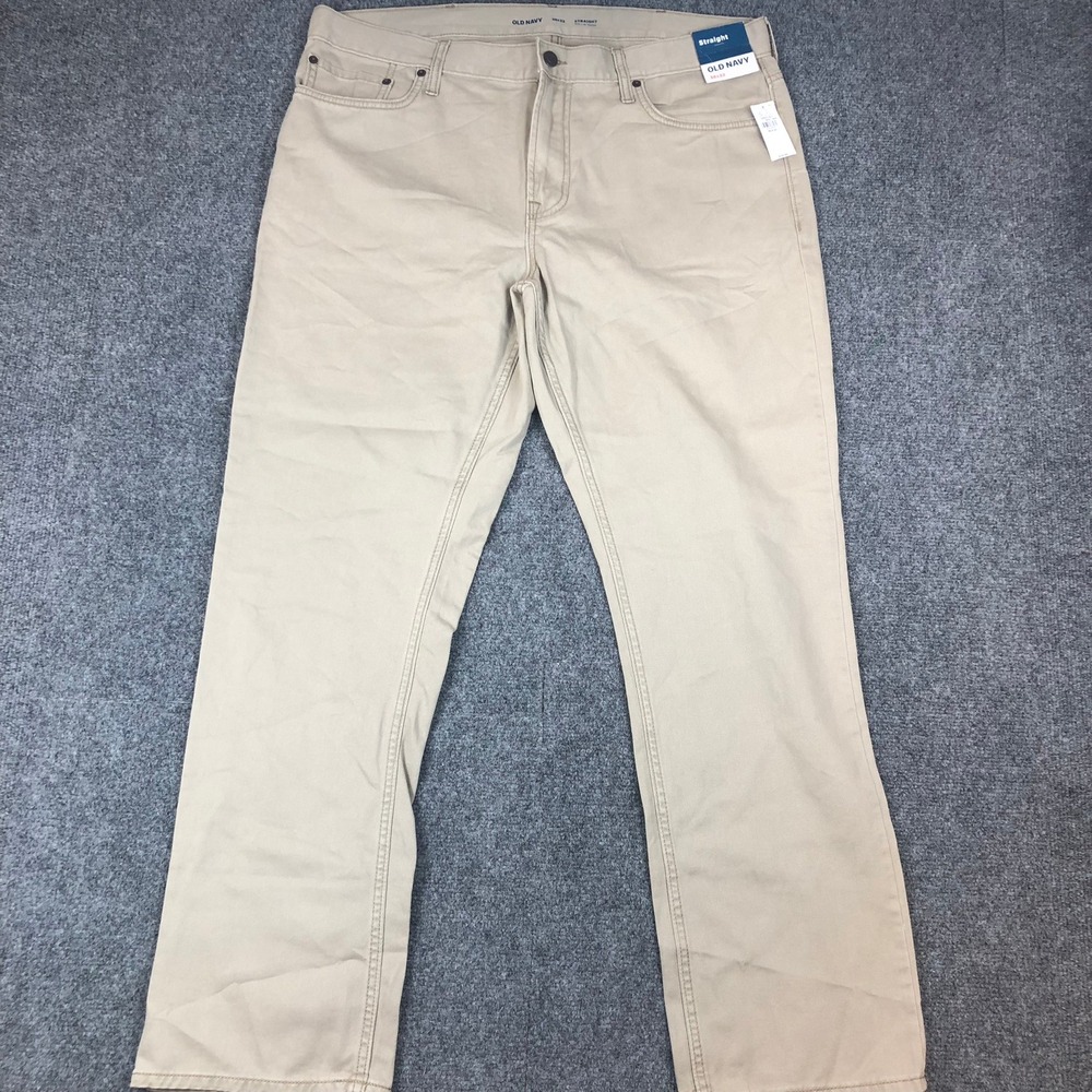 Old Navy‎ Mens Straight Built-In Tough Khaki Pants Tan Size 38x32 NEW NWT